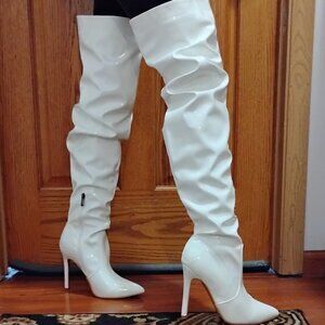 White Thigh High Boots Size Women's Size 7.5
